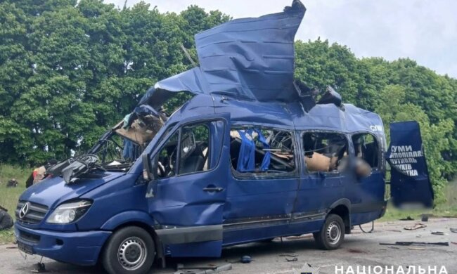 Удар по автобусу в Білопіллі