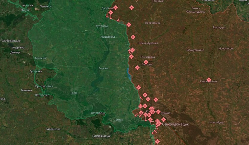 Карта боевых действий на Востоке Украины