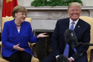 U.S. President Trump welcomes German Chancellor Merkel at the White House in Washington