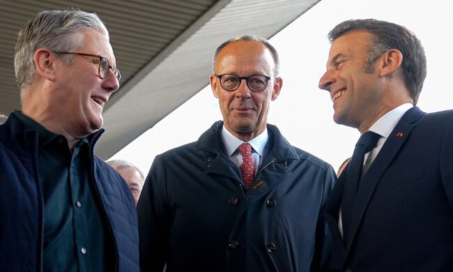 Кир Стармер, Фридрих Мерц и Эмманюель Макрон