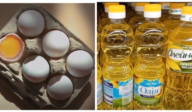 Цены на яйца и подсолнечное масло, цены на продукты в Украине