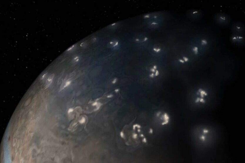 Молнии на Юпитере, nasa фото юпитера