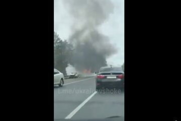 ДТП под Киевом, сгорел водитель, видео