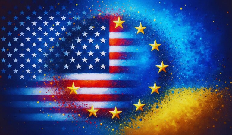 США, Украина и Европа, флаги