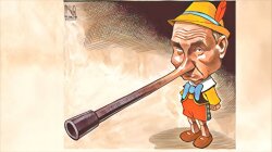 Владимир Путин - пиноккио, карикатура