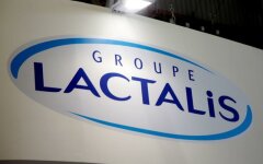 Logo of the dairy group Lactalis are seen at the food exhibition Sial in Villepinte, near Paris