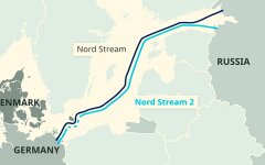 Маршрут Северного потока-2 из России в Германию. Графика