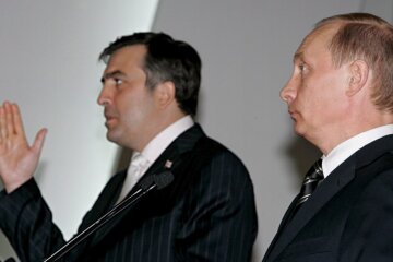Міхеїл Саакашвілі та Володимир Путін, разом