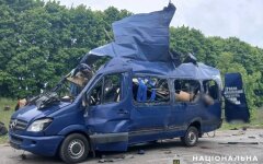 Удар по автобусу в Белополье