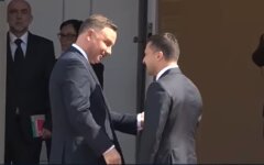 Владимир Зеленский и Анджей Дуда, Одесса, проетсты моряков