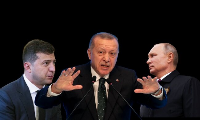 Президенты Владимир Зеленский, Реджеп Эрдоган и Владимир Путин, встреча Зеленского и Путина
