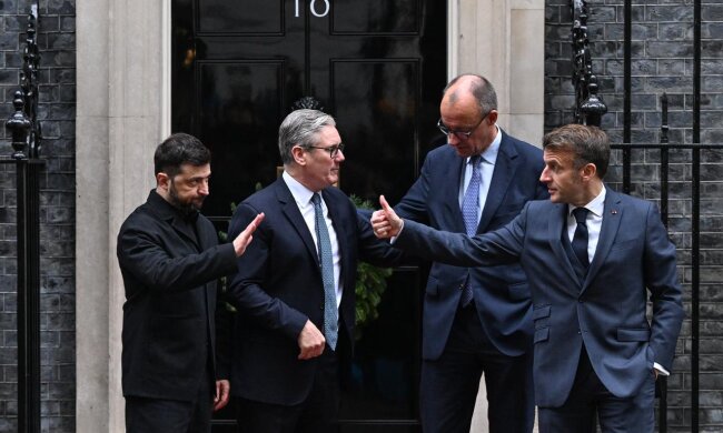 Володимир Зеленський, Кір Стармер, Фрідріх Мерц та Емманюель Макрон