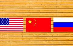 США, Китай и Россия, флаги