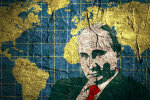Владимир Путин на фоне карты мира