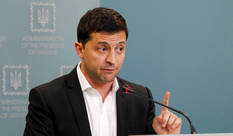Ukrainian President Volodymyr Zelensky press-conference in Kiev