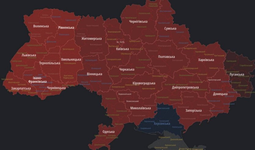 Карта воздушной тревоги Украины