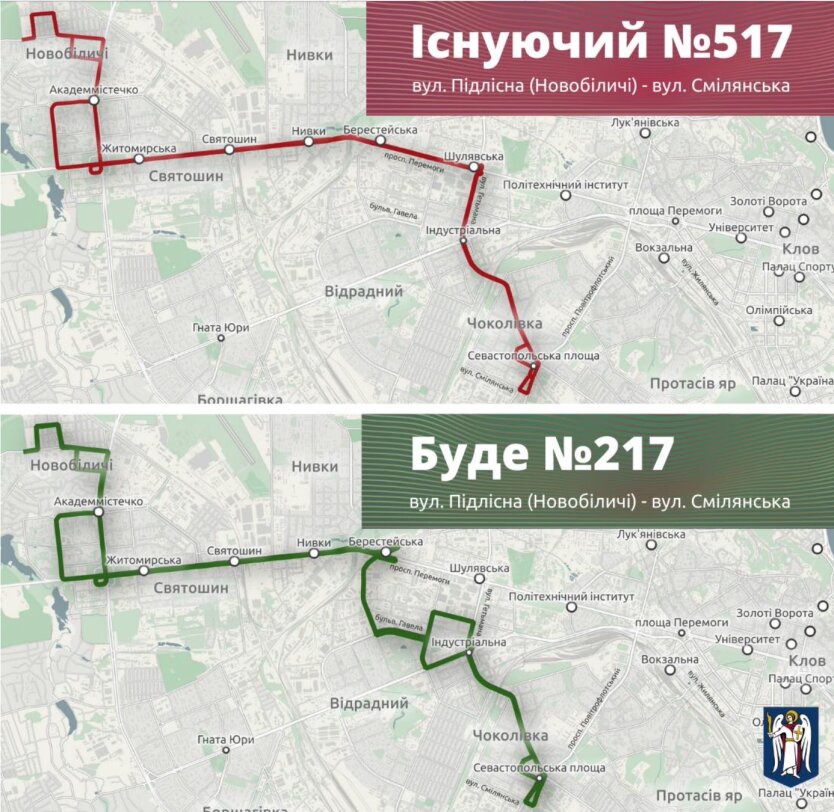 Возможное изменение маршрутов №517 и №217