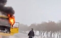 В Днепре сгорела маршрутка