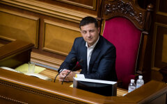Ukrainian President Volodymyr Zelenskiy attends a parliamentary session in Kiev