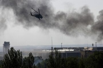 Ми-24 наносит удар в Донецке