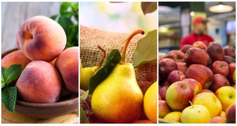 Ціни на персики, груші та яблука