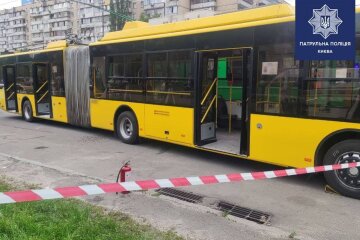 В Киеве мужчина бросил в троллейбус бутылку с зажигательной смесью: видео