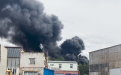 Пожар на нефтебазе в Брянске, РФ