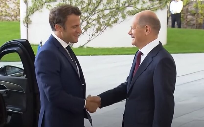 Эммануэль Макрон и Олаф Шольц, вступление Украины в ЕС