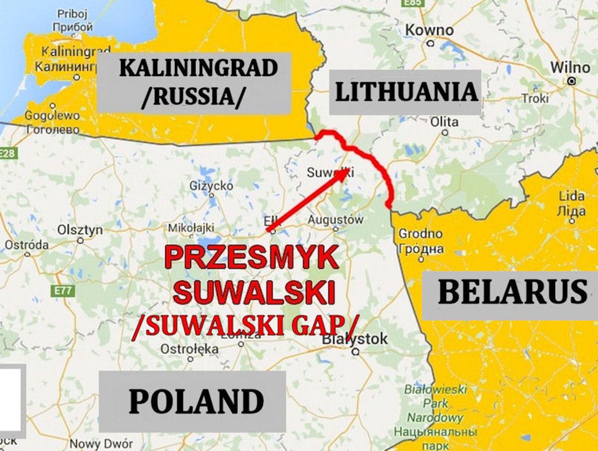 Суваловский коридор. Калининград коридор Сувалкский. Сувалкский коридор на карте. Сувалкский коридор в Калининградскую область. Карта Литвы Белоруссии и Калининградской области.